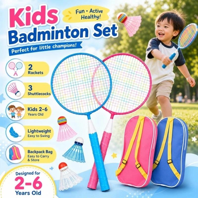 Badminton League - 2 szt. Dziecięce rakiety do badmintona